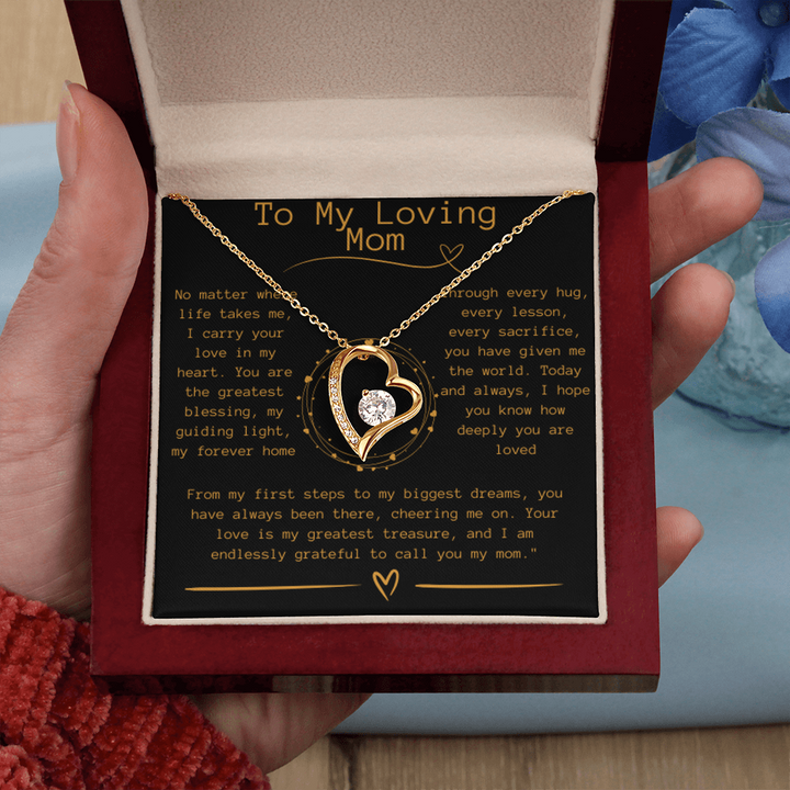 "To My Loving Mom" Mother's Day Necklace- Heart Pendant Necklace