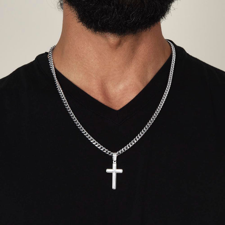 "To My Son,  Love Mom" Cross Pendant Chain Necklace