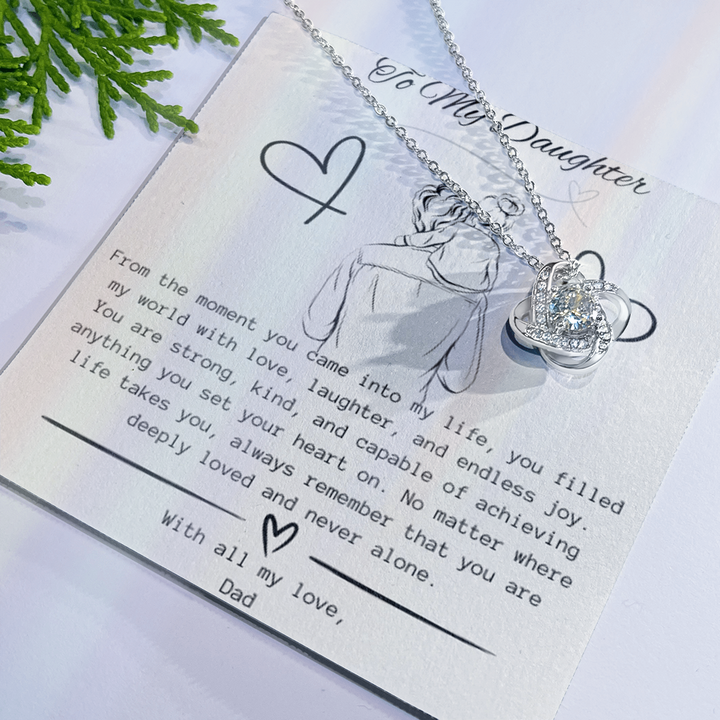 "To My Daughter, Love Dad" Necklace - Love Knot Pendant Necklace