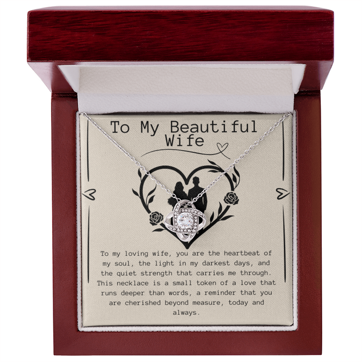 "To My Beautiful Wife" Love Knot Necklace- Love Knot Pendant