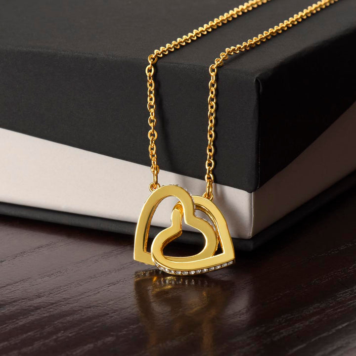 "To My Beautiful Girlfriend" Interlocking Hearts  Pendant Necklace