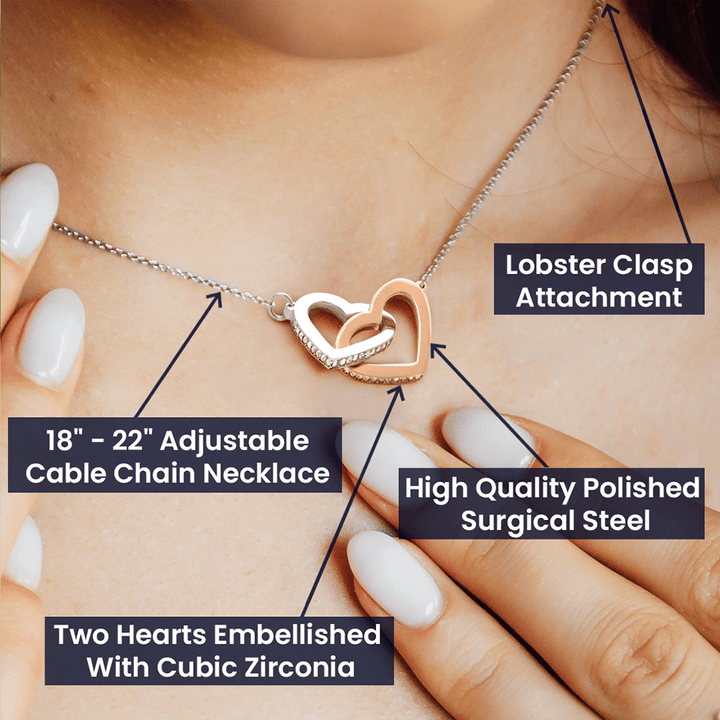 "To My Beautiful Girlfriend" Interlocking Hearts  Pendant Necklace