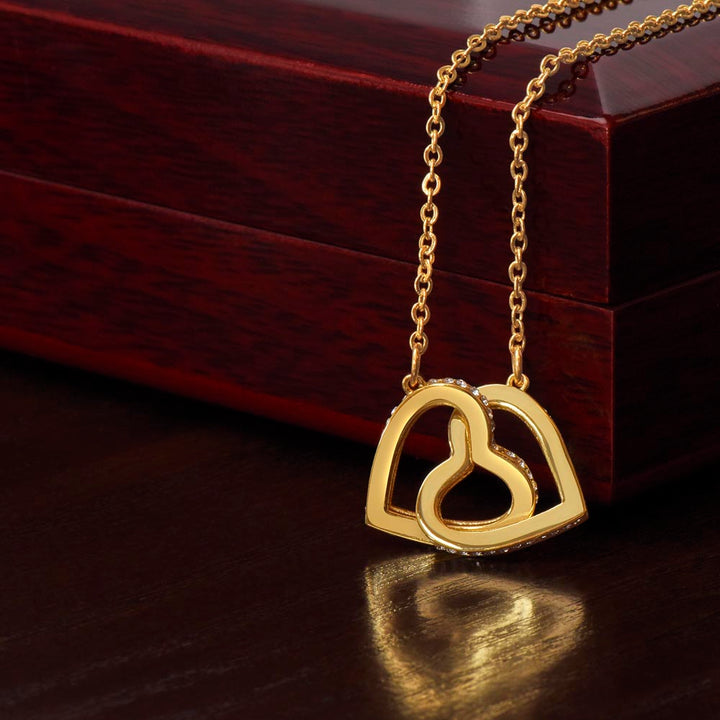 "To My Beautiful Girlfriend" Interlocking Hearts  Pendant Necklace