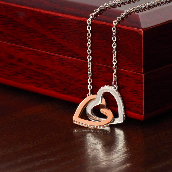 "To My Beautiful Girlfriend" Interlocking Hearts  Pendant Necklace